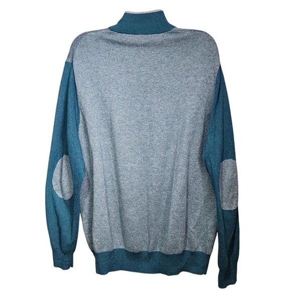 Joseph Mens Pullover Cotton And Cashmere Blend Sweater Elbow Patches Blue Gray L - Picture 2 of 11